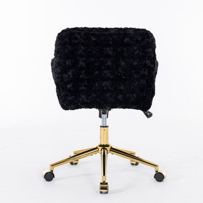 Office Chair with Rabbit Hair and Metal Base