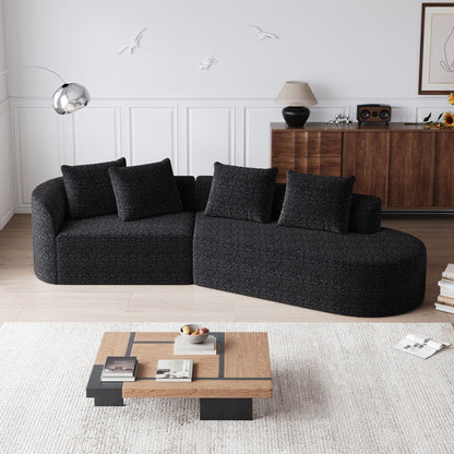 Chenille Sectional Sofa and Soft Throw Pillows