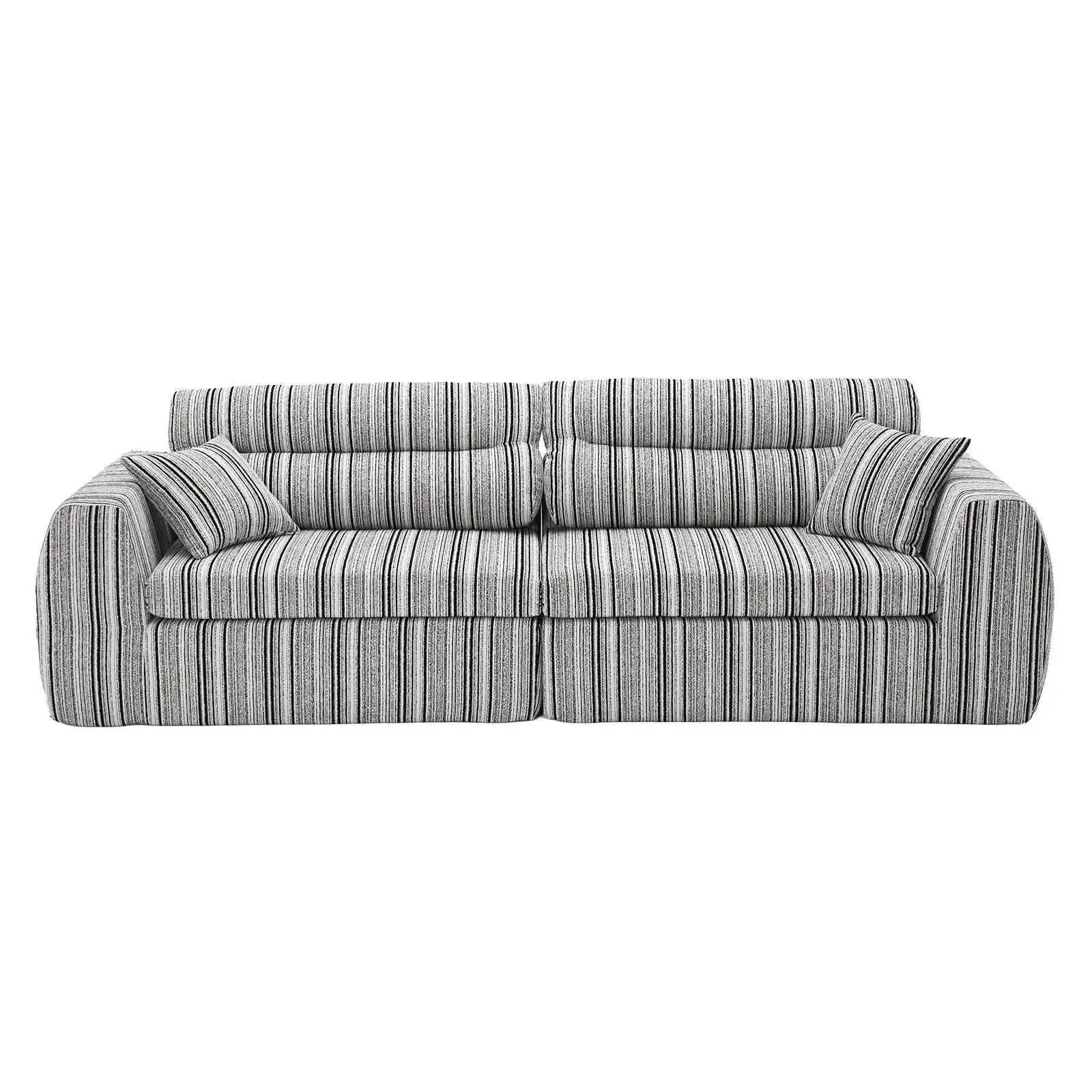 3 Seater sofa in gray striped fabric with 2 throw pillows Unique Piece Furniture on Tampa Home & Garden Store