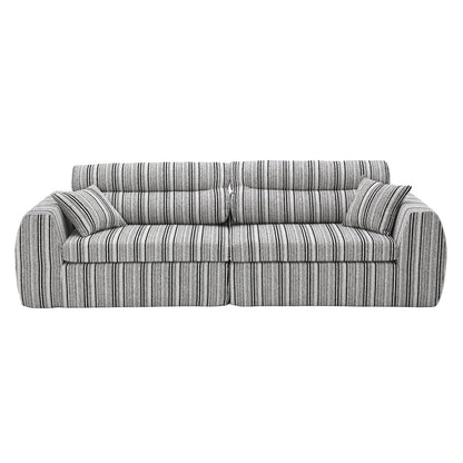 3 Seater Stationary Sofa with Throw Pillows striped gray fabric, two pillows HouseOfZazla on Tampa Home & Garden Store
