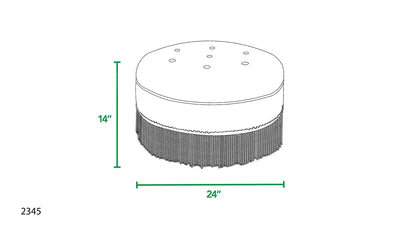 Yolanda round upholstered ottoman by Unique Piece Furniture with tufted top 24in dia on Tampa Home & Garden Store