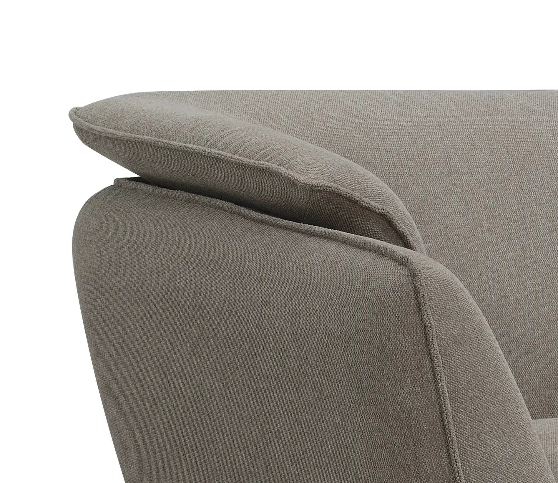 Nayeli Boucle Sofa, gray stationary sofa with textured boucle upholstery, close-up of armrest on Tampa Home & Garden Store