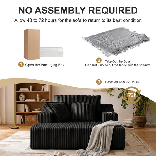 Comfortable Oversized Chaise Lounge and Bed in black ribbed upholstery HouseOfZazla on Tampa Home & Garden Store