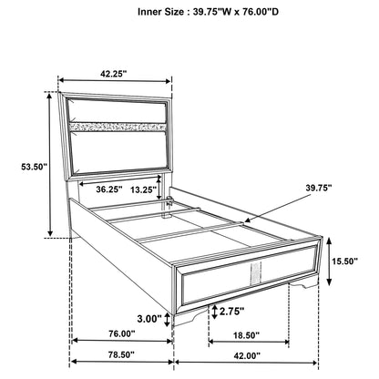 Annie 4 Piece Bedroom Set by HouseOfZazla exploded diagram of bed frame with drawers and measurements on Tampa Home & Garden Store