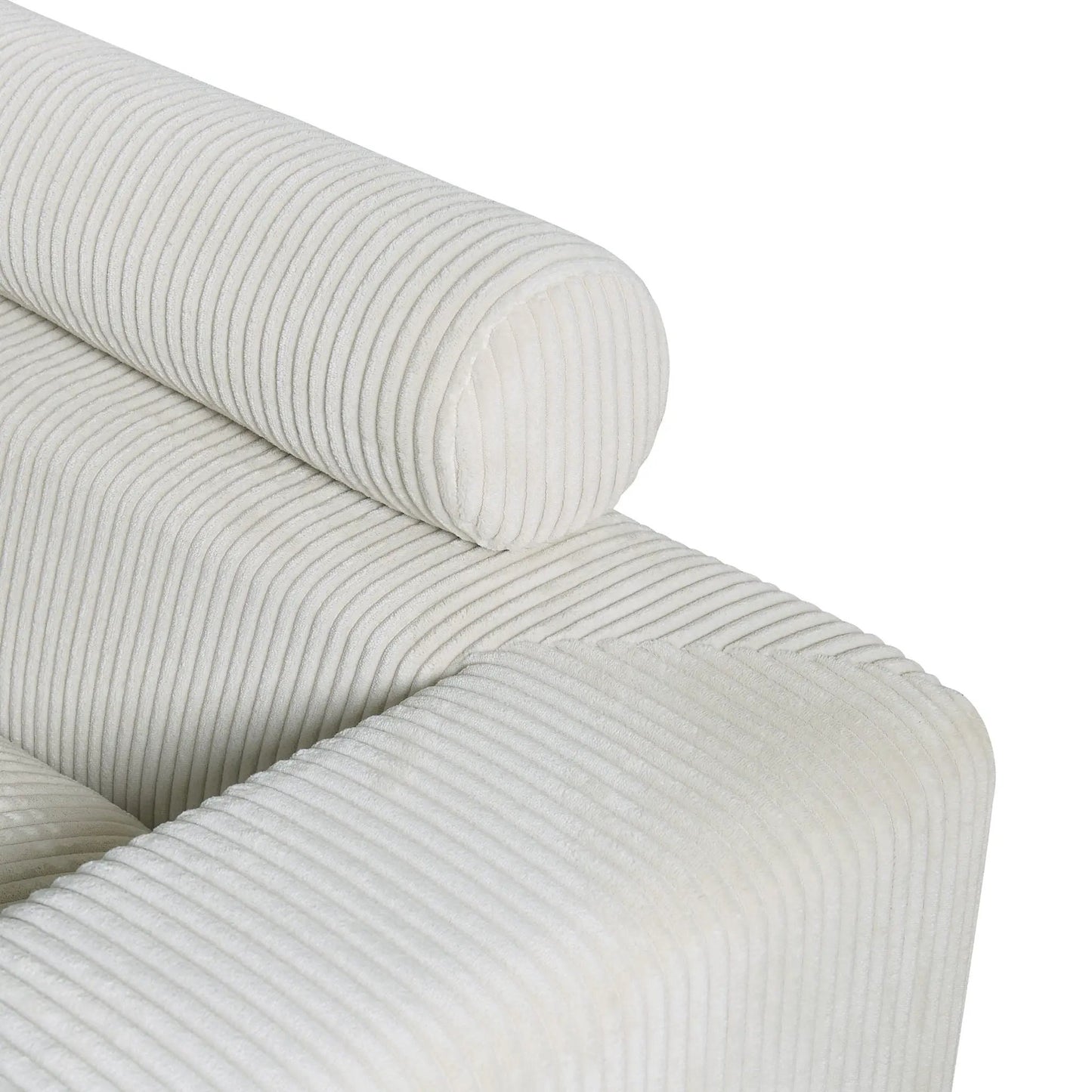 4 seater oversized sectional sofa cream corduroy fabric with ribbed texture on Tampa Home & Garden Store