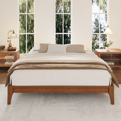 Solid Bamboo Platform Bed Frame with Slat Support