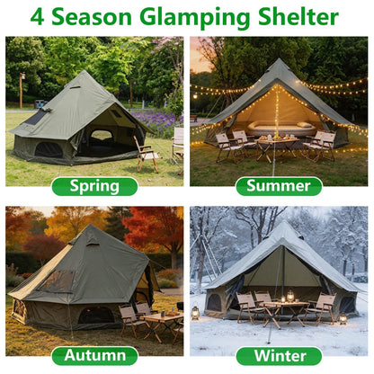 GemGear Oxford Bell Tent 13.1ft with stove jack four-season collage Spring Summer Autumn Winter on Tampa Home & Garden Store