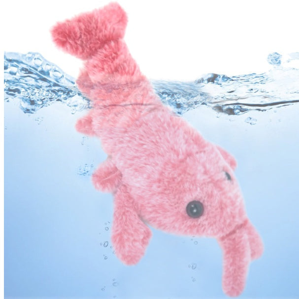 Pink plush shrimp cat toy, soft fuzzy material for cats on Tampa Home & Garden Store