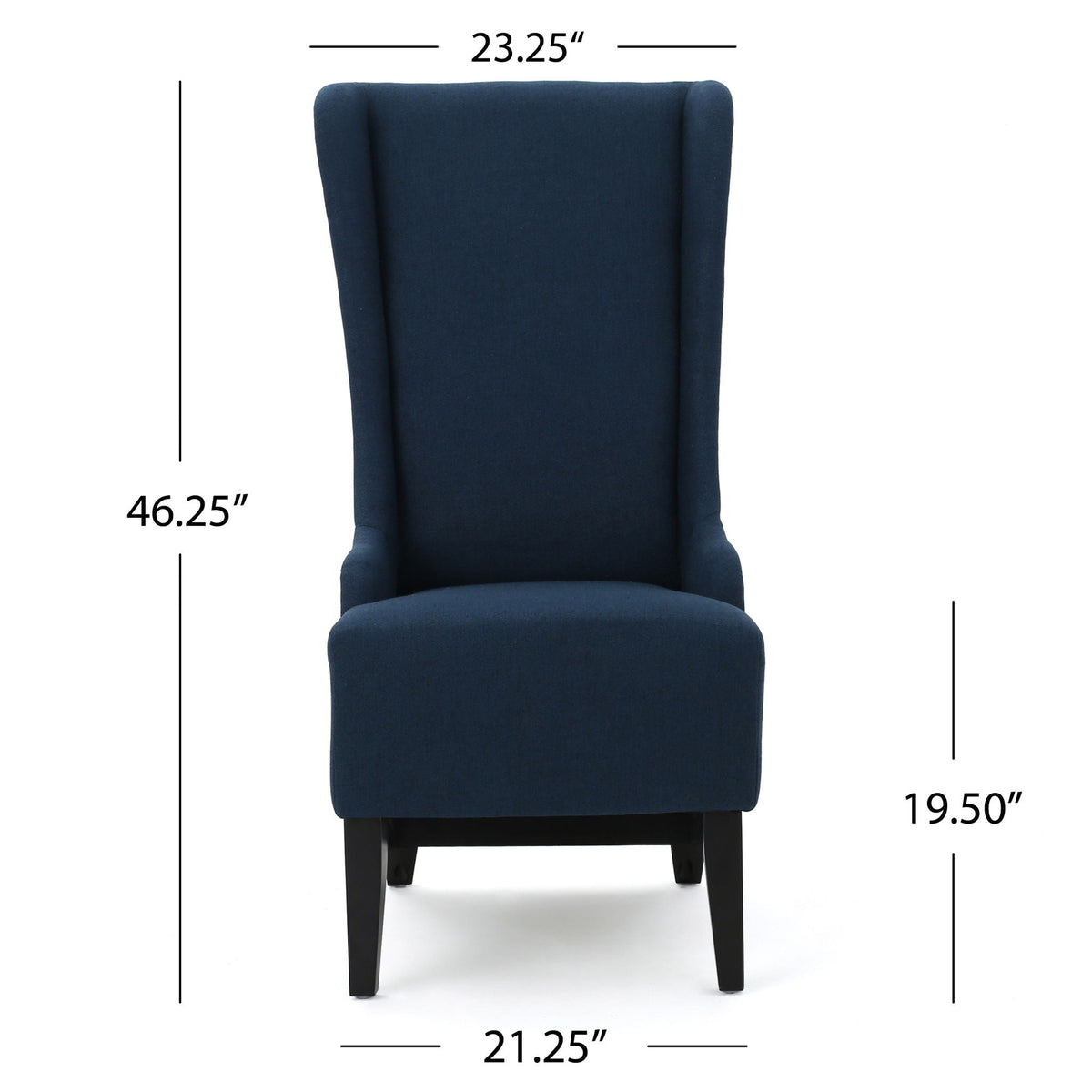 Upholstered dining chair in navy blue fabric with high back and birch legs by HouseOfZazla on Tampa Home & Garden Store