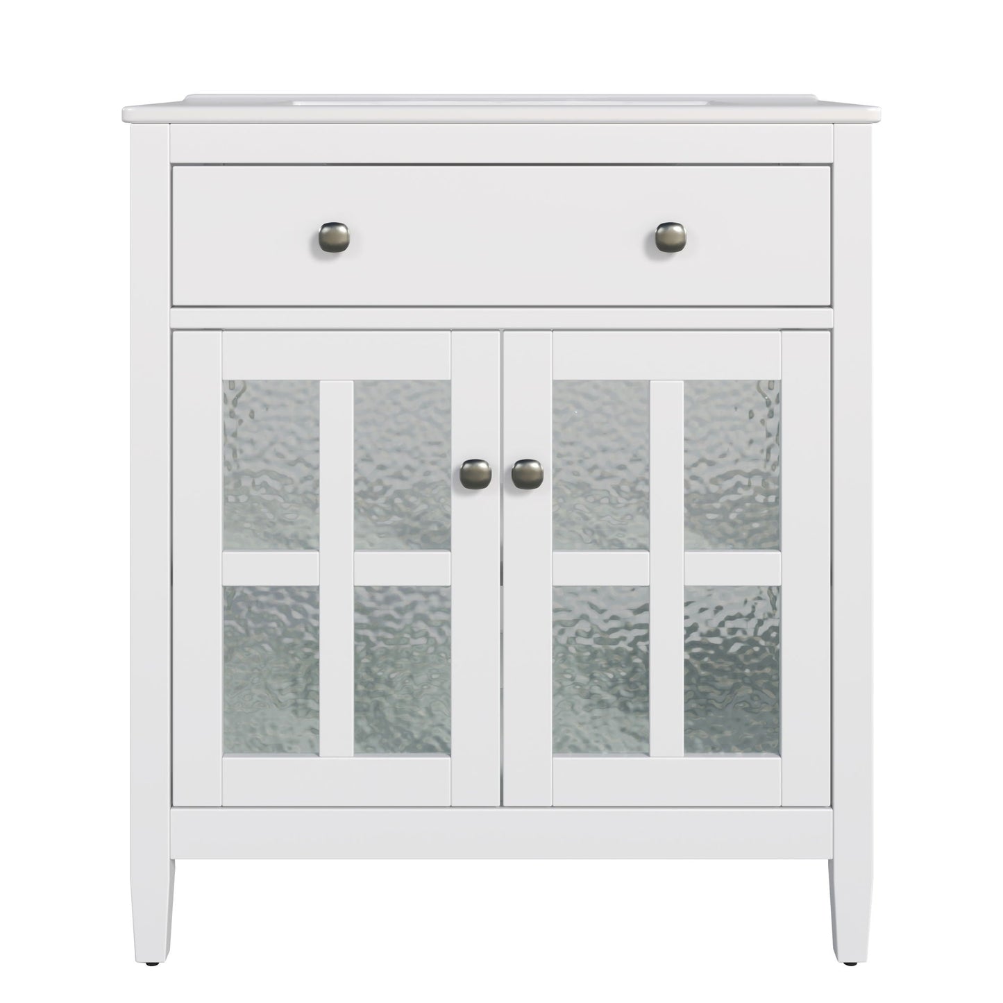 Bathroom vanity with ceramic sink, white, adjustable shelf & tip-out tray by HouseOfZazla on Tampa Home & Garden Store