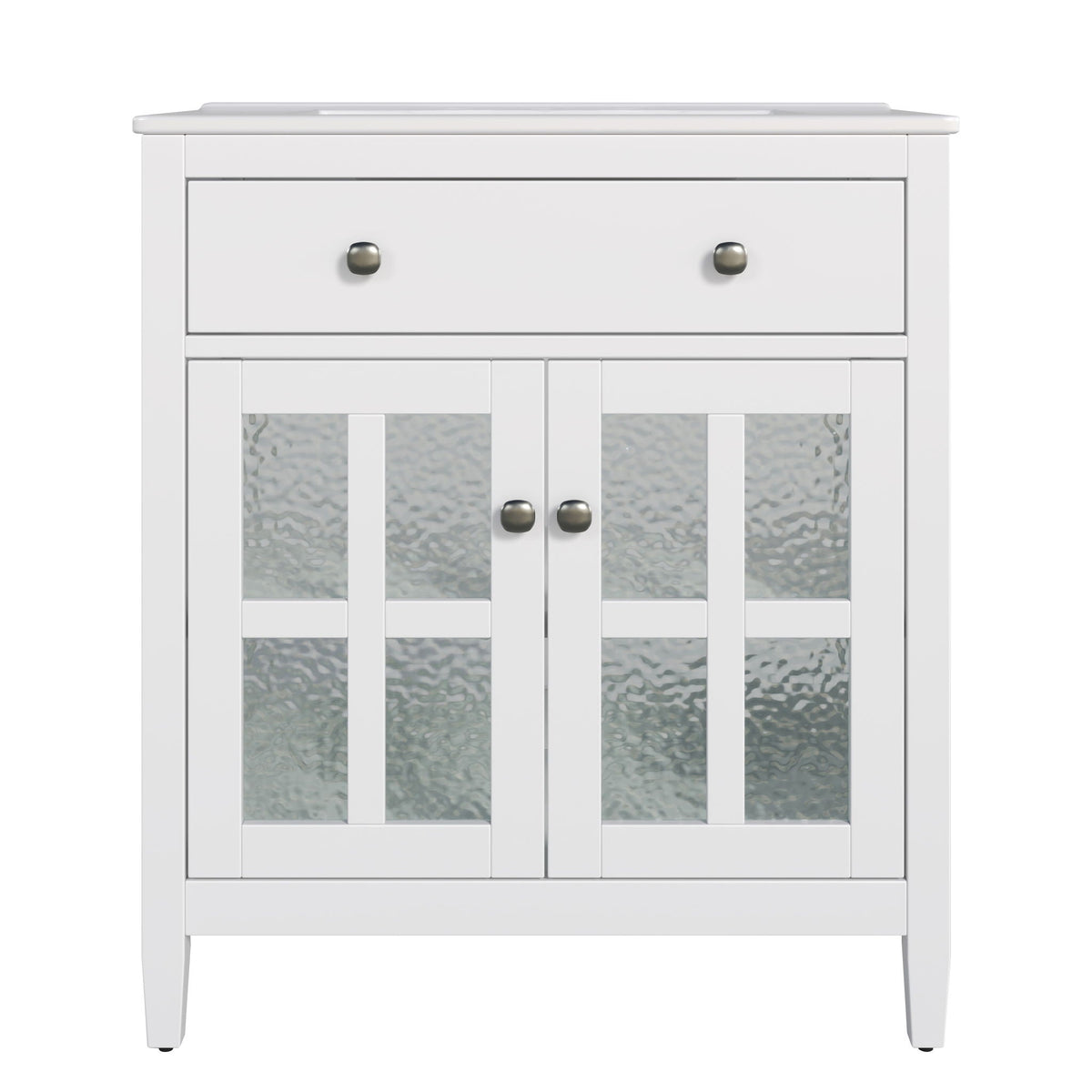 Bathroom vanity with ceramic sink, white, adjustable shelf & tip-out tray by HouseOfZazla on Tampa Home & Garden Store