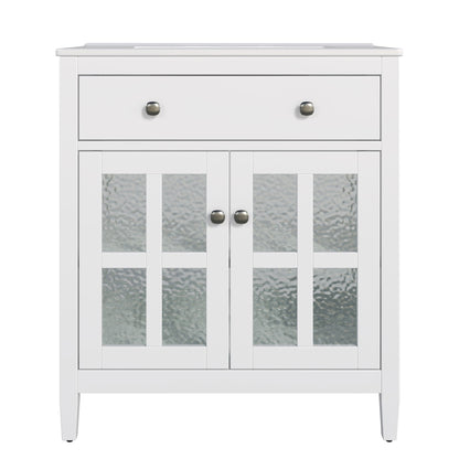 Bathroom vanity with ceramic sink, white, adjustable shelf & tip-out tray by HouseOfZazla on Tampa Home & Garden Store