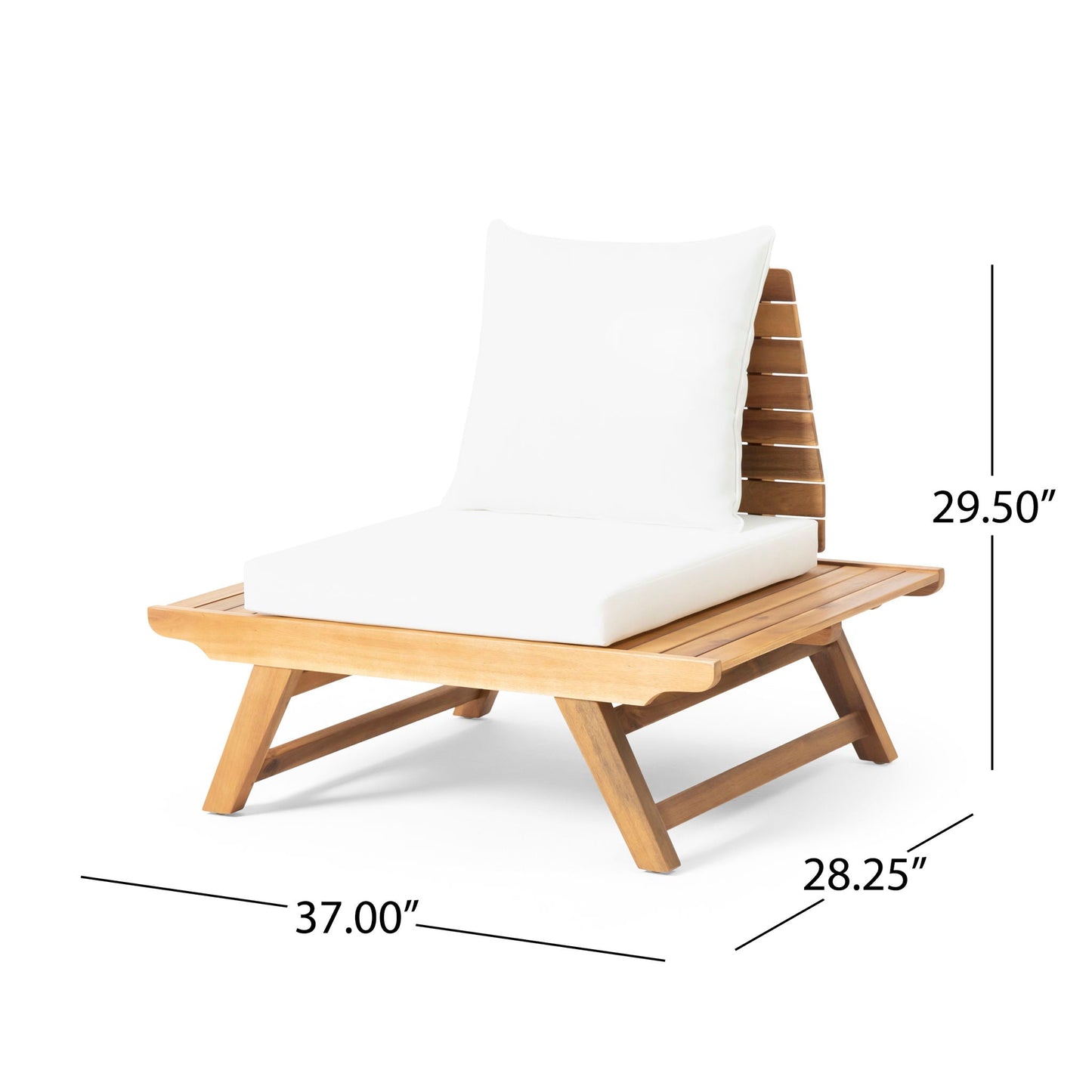 Sedona Outdoor Club Chair Armless by HouseOfZazla with white cushion & wood slatted frame on Tampa Home & Garden Store