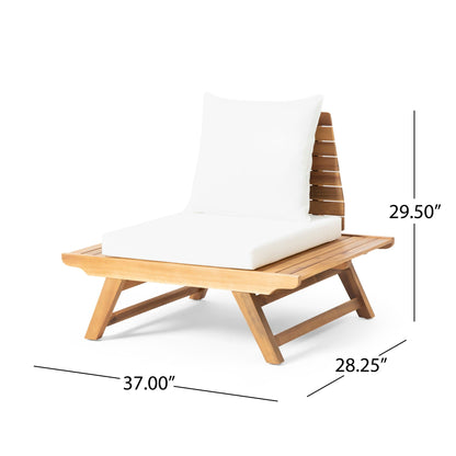 Sedona Outdoor Club Chair Armless by HouseOfZazla with white cushion & wood slatted frame on Tampa Home & Garden Store
