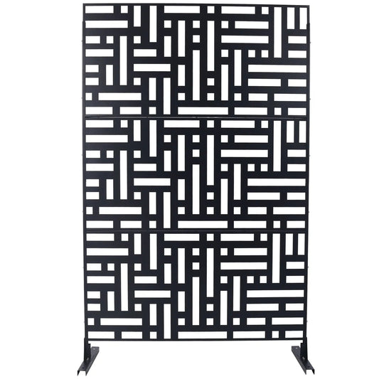 Freestanding metal privacy screen with geometric cutouts, black Unique Piece Furniture divider on Tampa Home & Garden Store