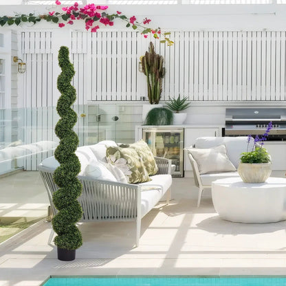 Artificial outdoor UV-resistant plastic boxwood topiary spiral tree by Unique Piece Furniture on Tampa Home & Garden Store