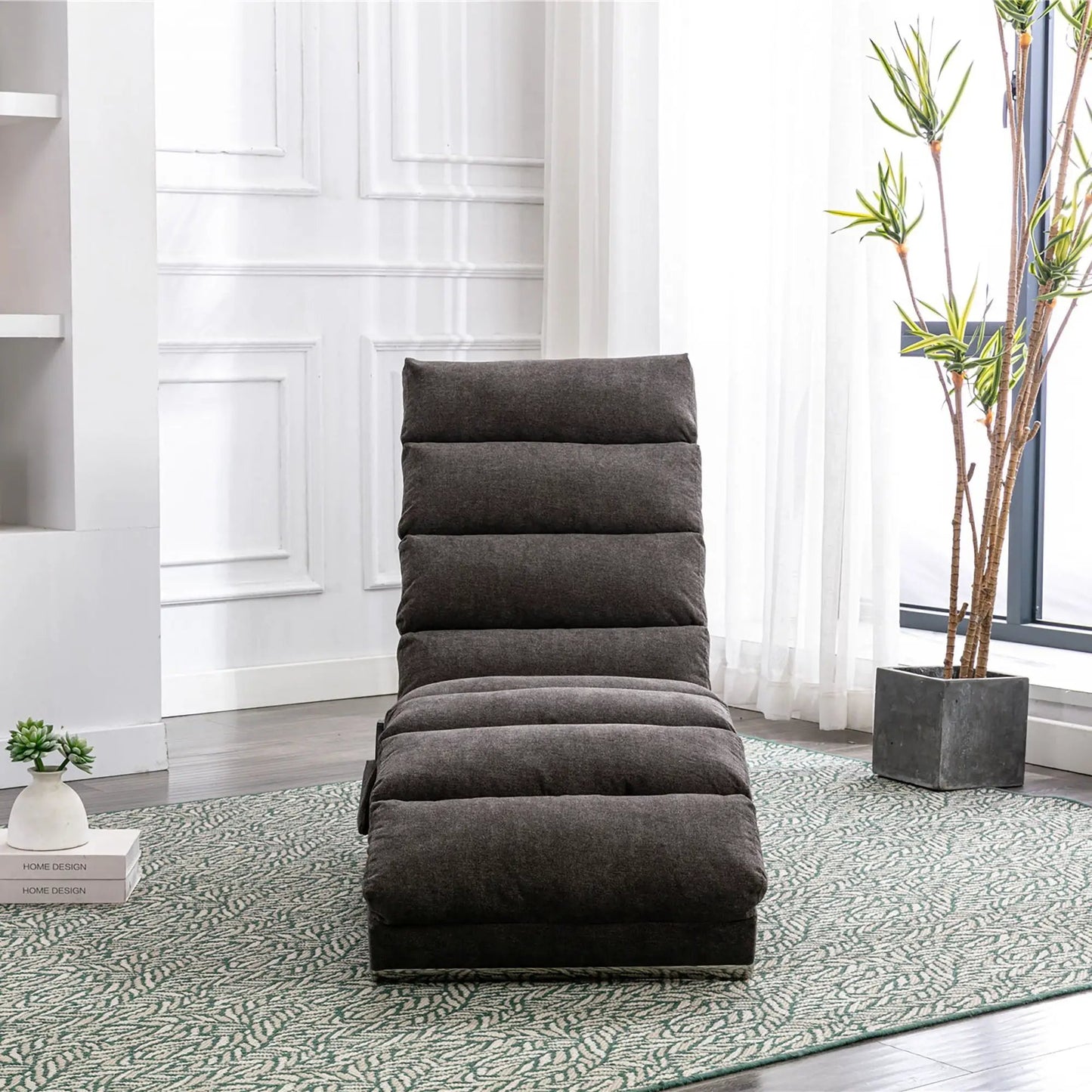 Gray upholstered massage chaise lounge for indoor use by Unique Piece Furniture on Tampa Home & Garden Store