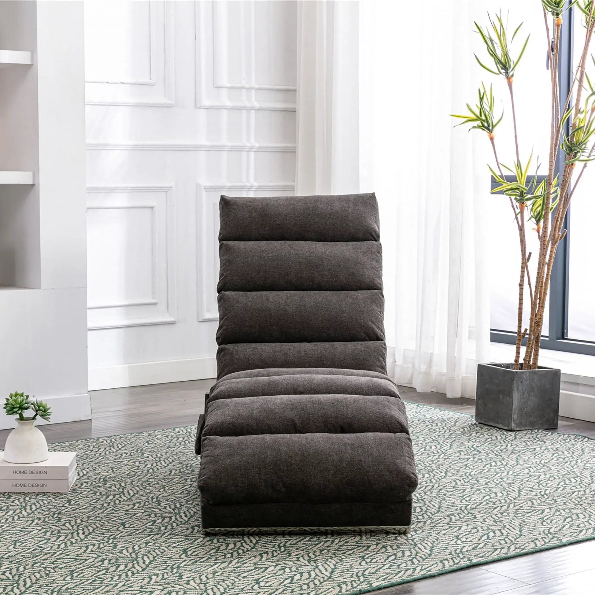 Gray upholstered massage chaise lounge for indoor use by Unique Piece Furniture on Tampa Home & Garden Store