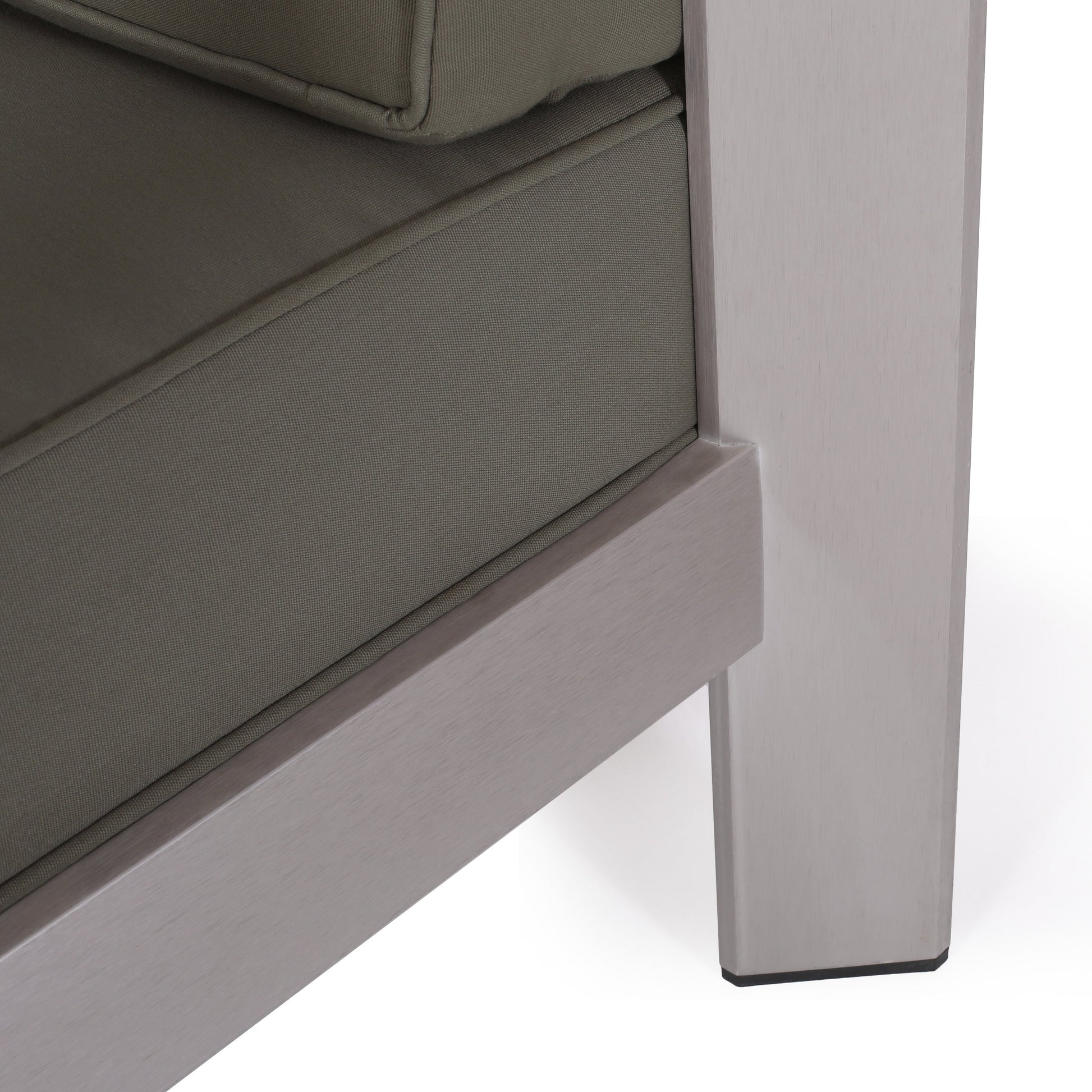 Outdoor Aluminum Loveseat with low-profile frame and deep olive cushions, HouseOfZazla on Tampa Home & Garden Store