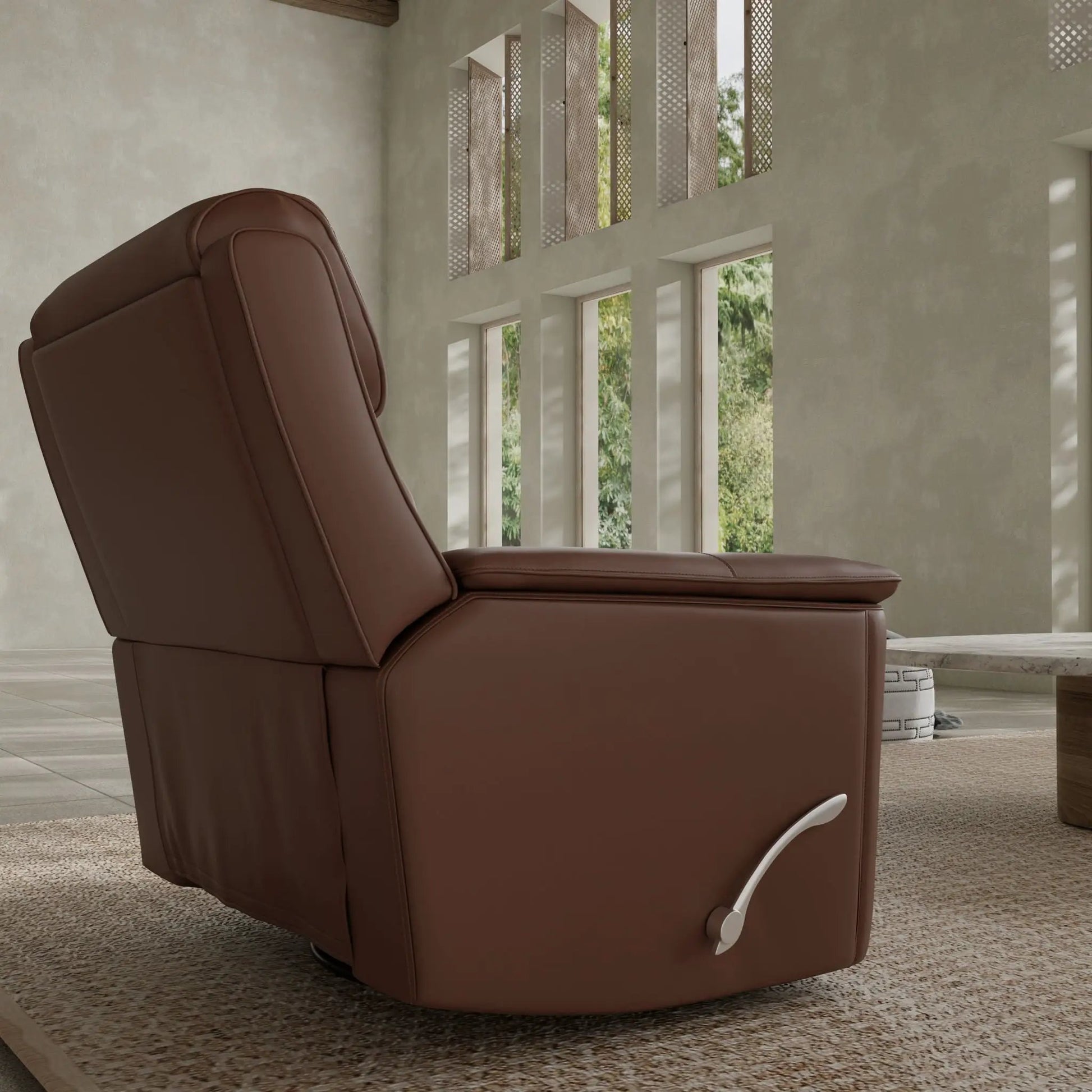 Oslo - Manual Swivel Glider Recliner brown leather upholstery Unique Piece Furniture on Tampa Home & Garden Store