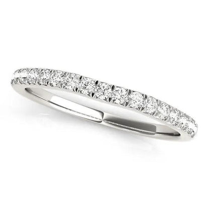 14k white gold curved diamond wedding ring, 1/3 cttw, pave-set band on Tampa Home & Garden Store
