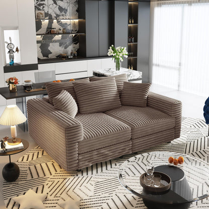 Deep Seat Sofa Bed With Ottoman and Soft Pillows