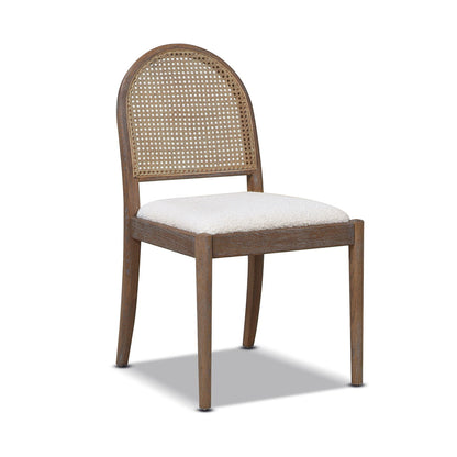 Curved cane-back dining chair brown wood frame with beige upholstered seat by HouseOfZazla on Tampa Home & Garden Store