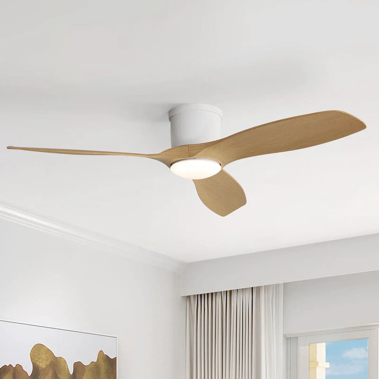 Flush Mount Ceiling Fan with Dimmable Led Light