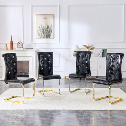 Elegant Faux Alligator Upholstered Dining Chairs