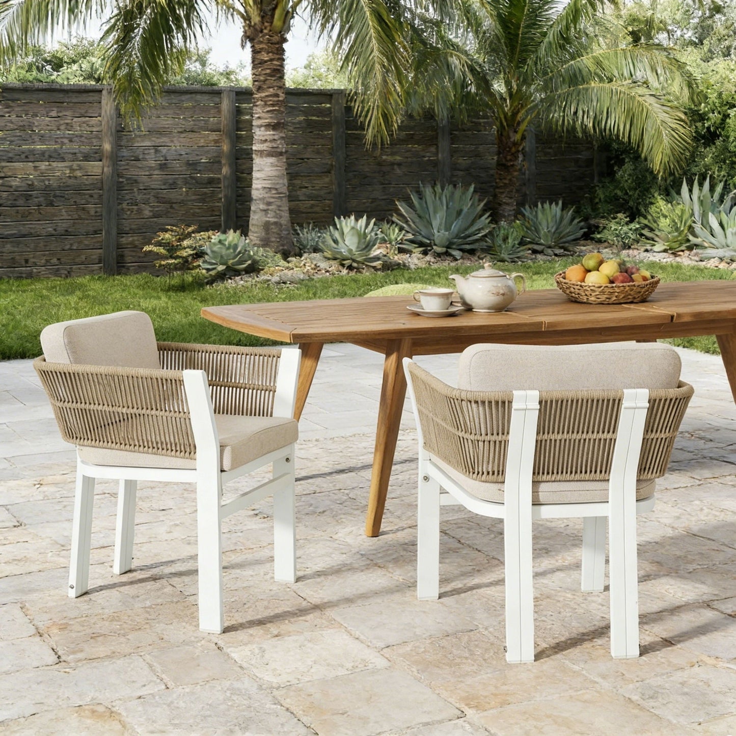 Durable Aluminum Outdoor Dining Chairs Set of Two