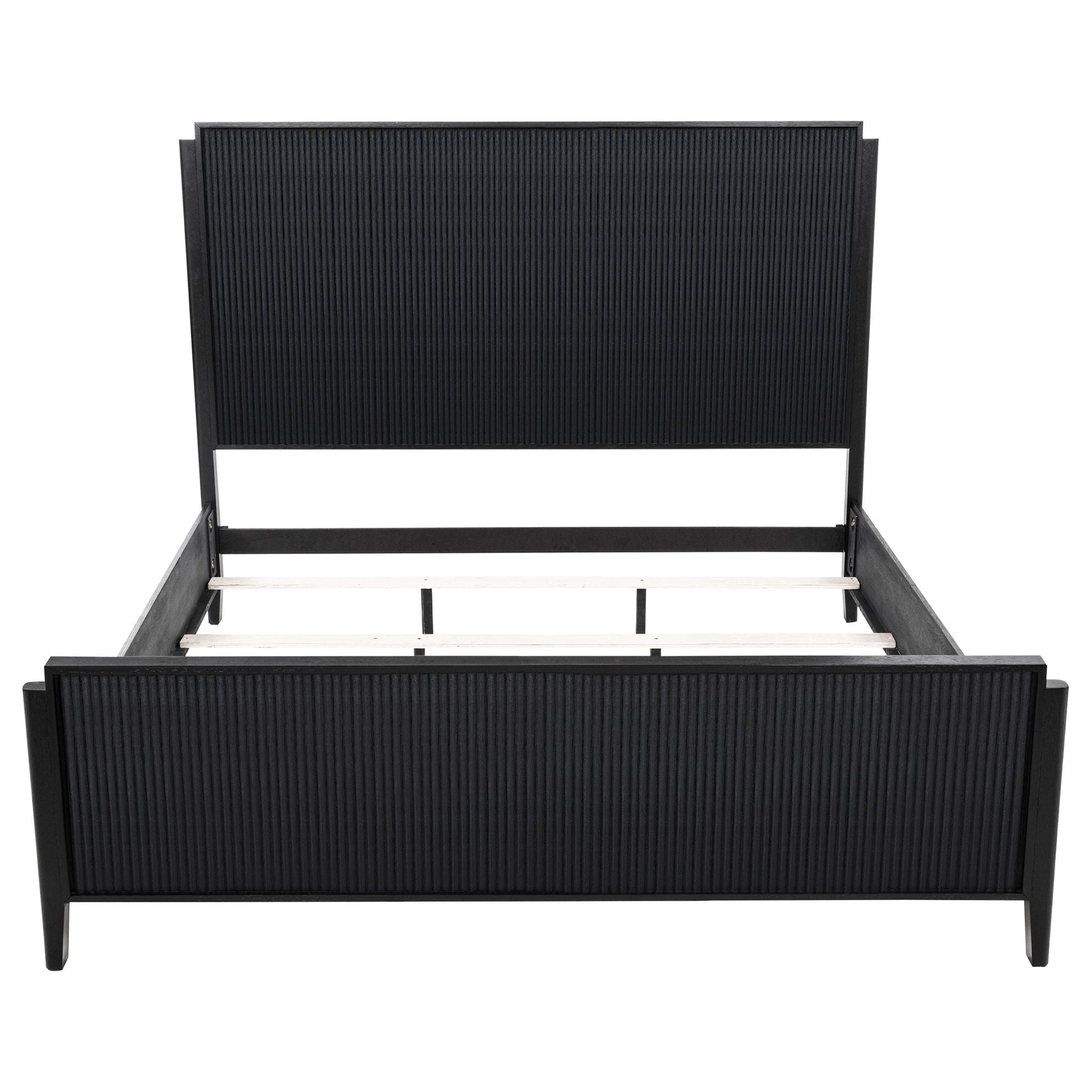 Ennis Eastern King Panel Bed in black with ribbed headboard by HouseOfZazla on Tampa Home & Garden Store