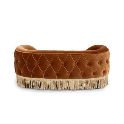 Monroe 33in burnt dog sofa bed, medium velvet tufted with fringe by HouseOfZazla on Tampa Home & Garden Store