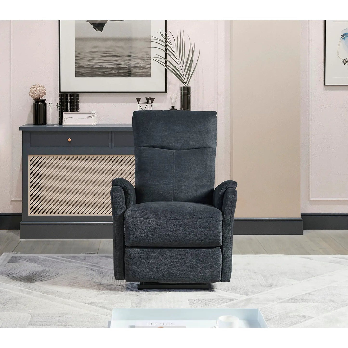 Power-function recliner chair in dark gray upholstery for living room by Unique Piece Furniture on Tampa Home & Garden Store
