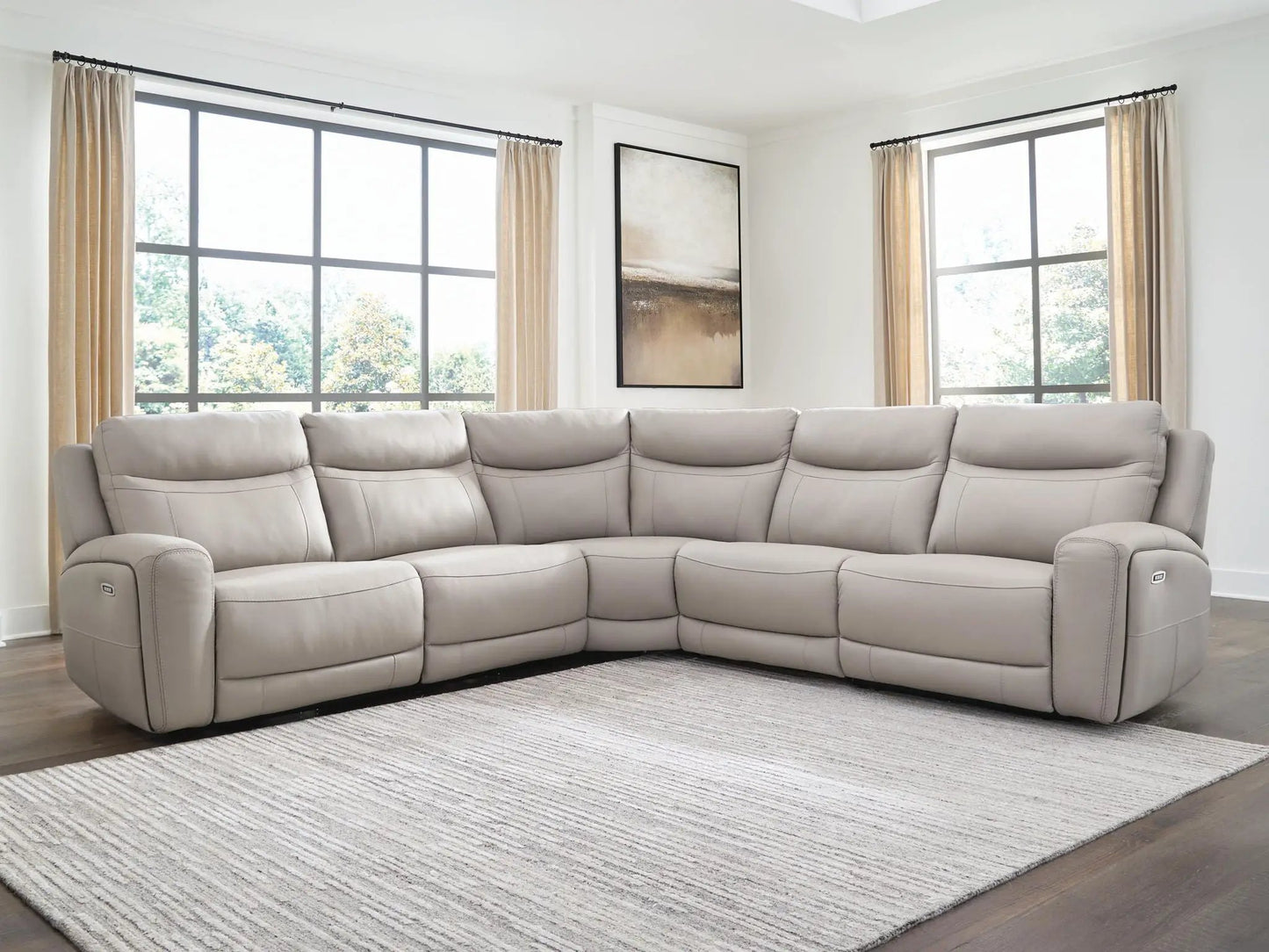 Gravier reclining sectional in light gray upholstery by Unique Piece Furniture on Tampa Home & Garden Store
