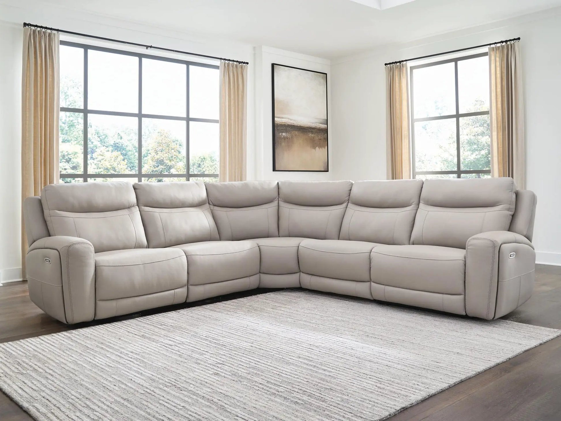 Gravier reclining sectional in light gray upholstery by Unique Piece Furniture on Tampa Home & Garden Store