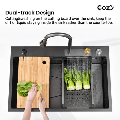 Modern Waterfall Single Bowl Kitchen Sink