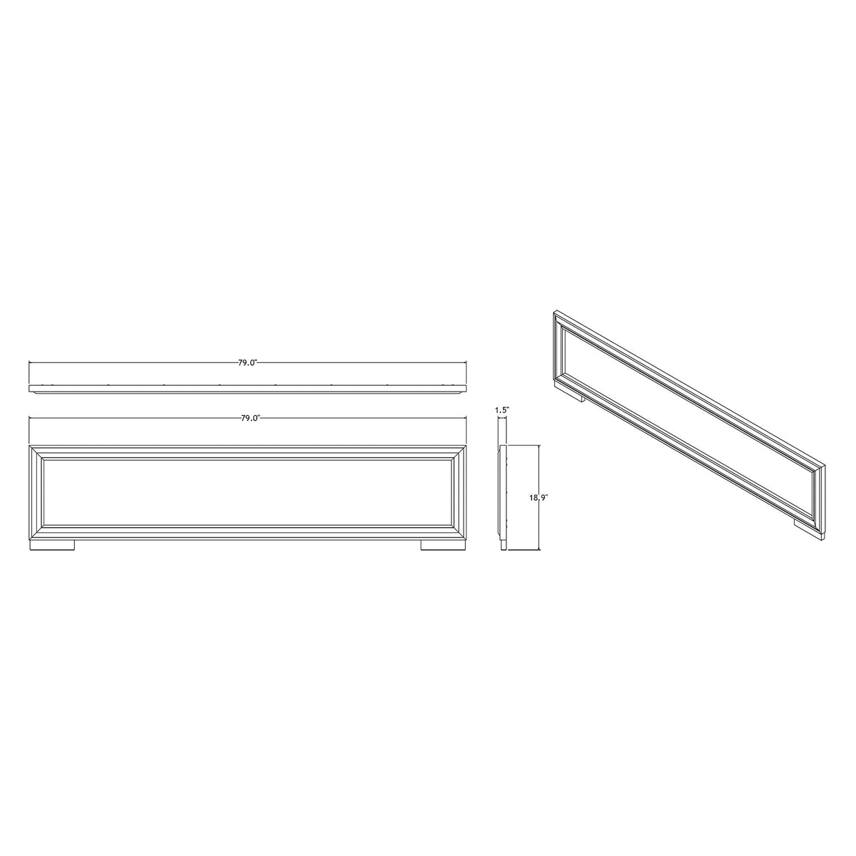 Adelaide bed with LED, HouseOfZazla platform bed frame blueprint with rectangular headboard on Tampa Home & Garden Store