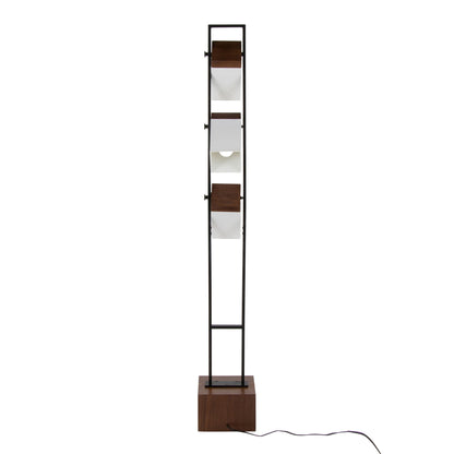 Bento contemporary floor lamp in black frame with walnut and white blocks, wooden base on Tampa Home & Garden Store