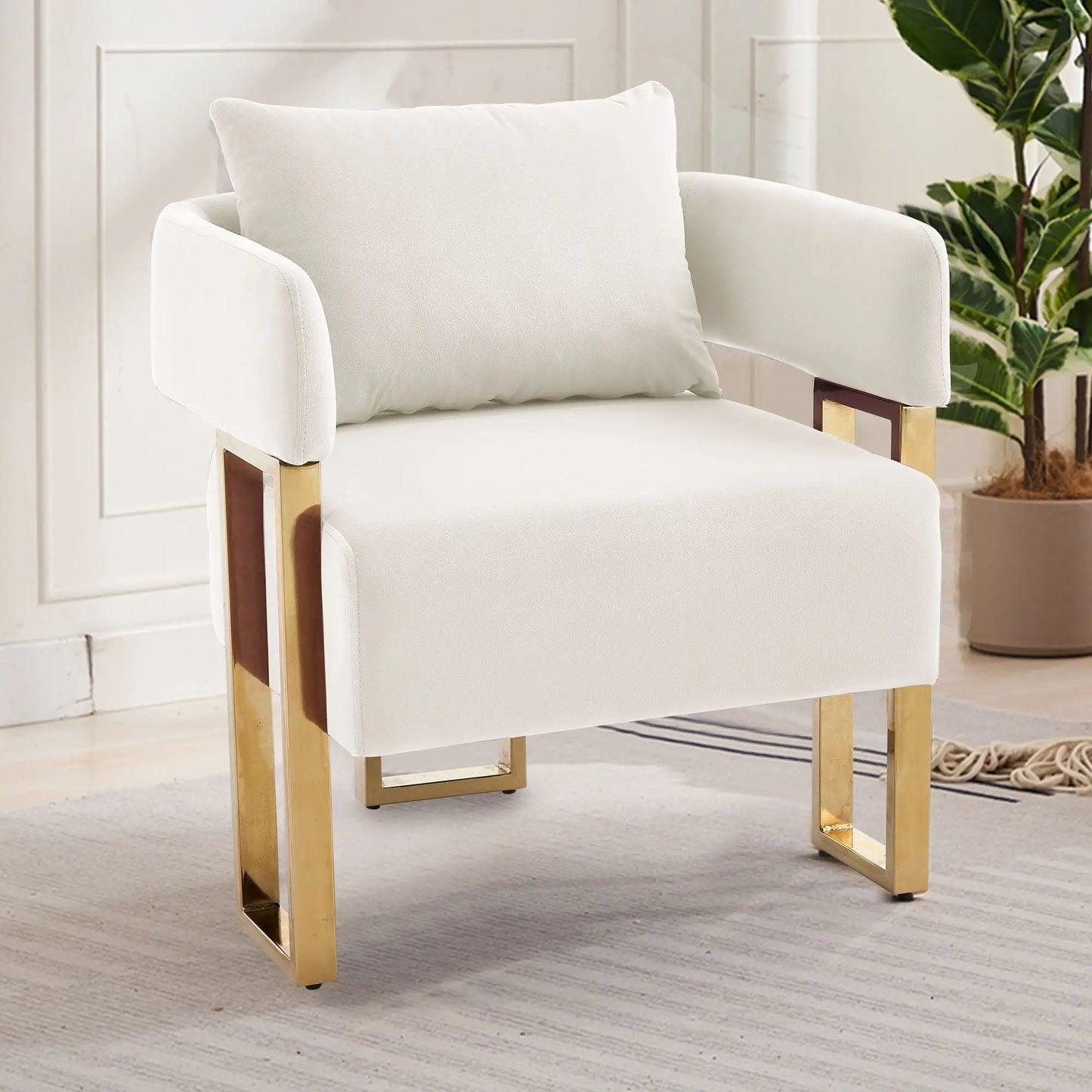 Modern Classic Teddy Fleece Chair with Metal Foot
