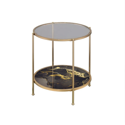 Fiorella Marble Glass Table with Metal Frame