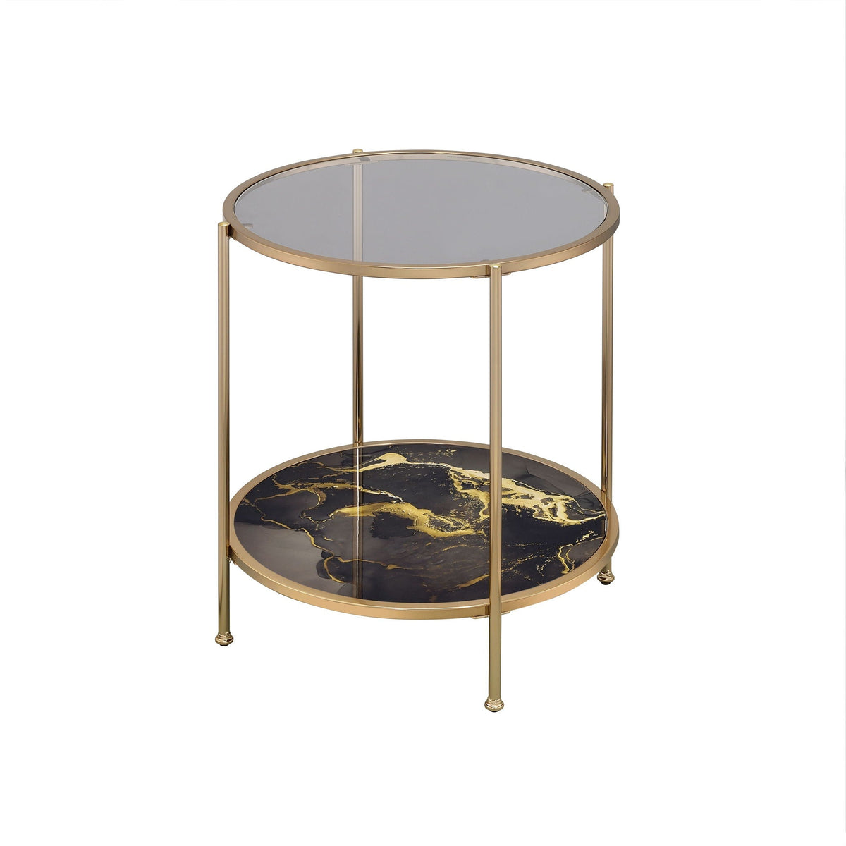 Fiorella marble print glass coffee table with gold metal frame by HouseOfZazla on Tampa Home & Garden Store