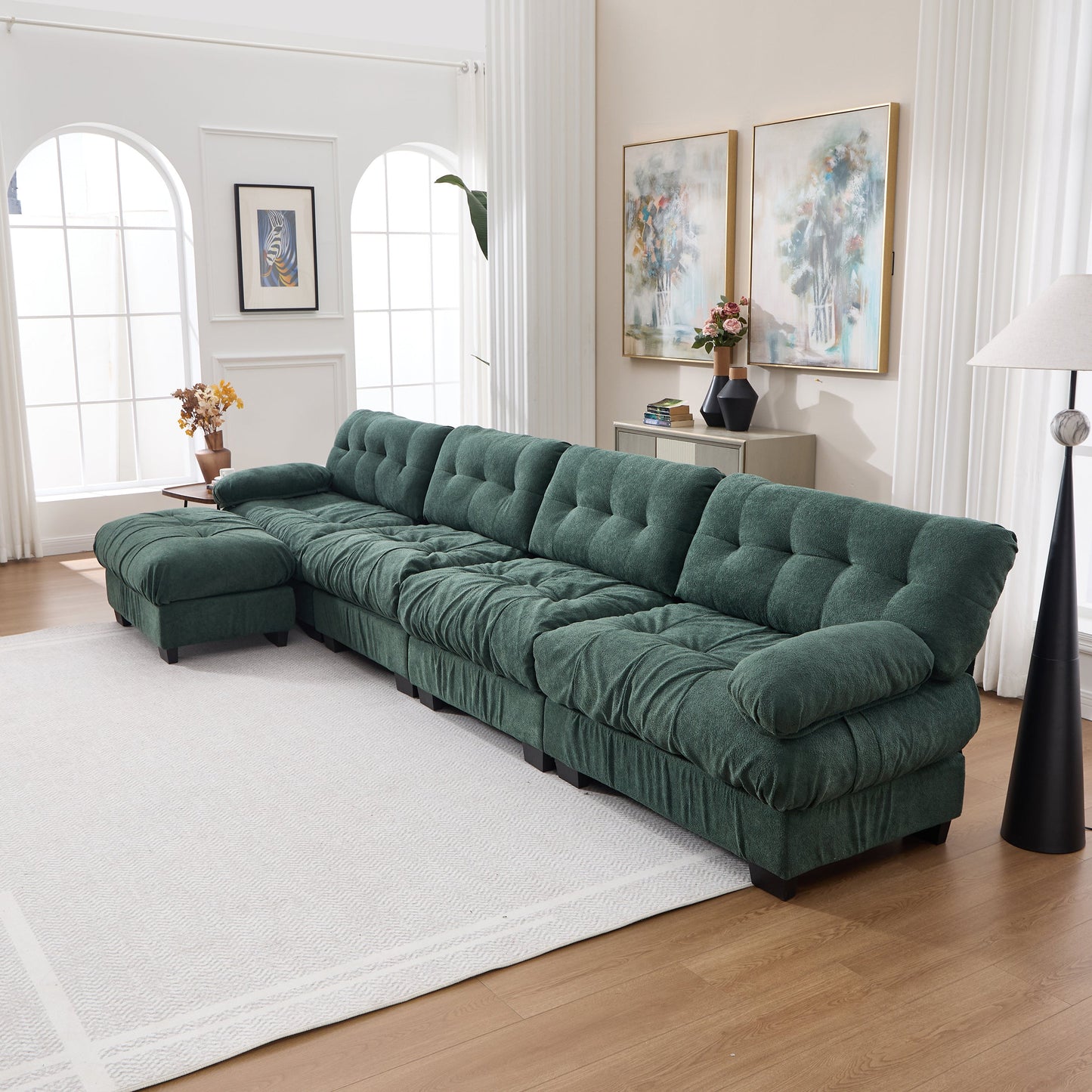 Modular Sectional Sofa Cloud Couch by HouseOfZazla, teal velvet upholstery on Tampa Home & Garden Store