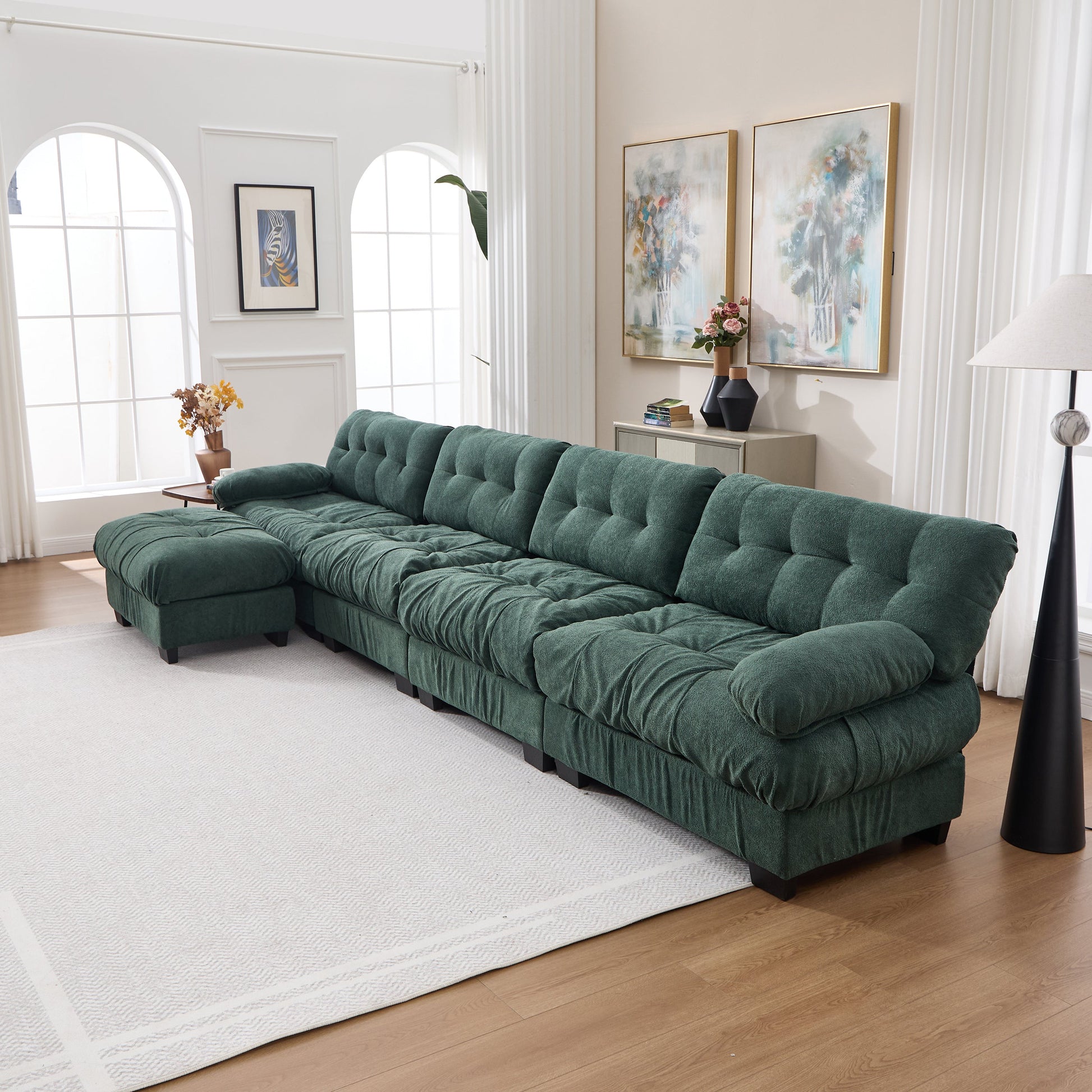 Modular Sectional Sofa Cloud Couch by HouseOfZazla, teal velvet upholstery on Tampa Home & Garden Store