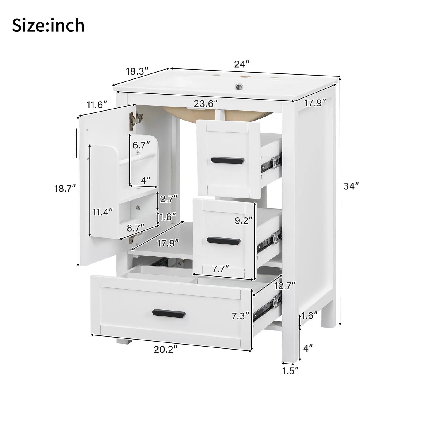 Bathroom Vanity With Sink and Soft-Close Drawers