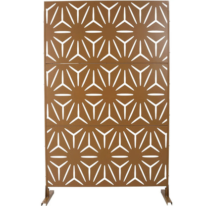 Outdoor & Indoor metal privacy screen freestanding panels brown with white cutouts panel divider on Tampa Home & Garden Store