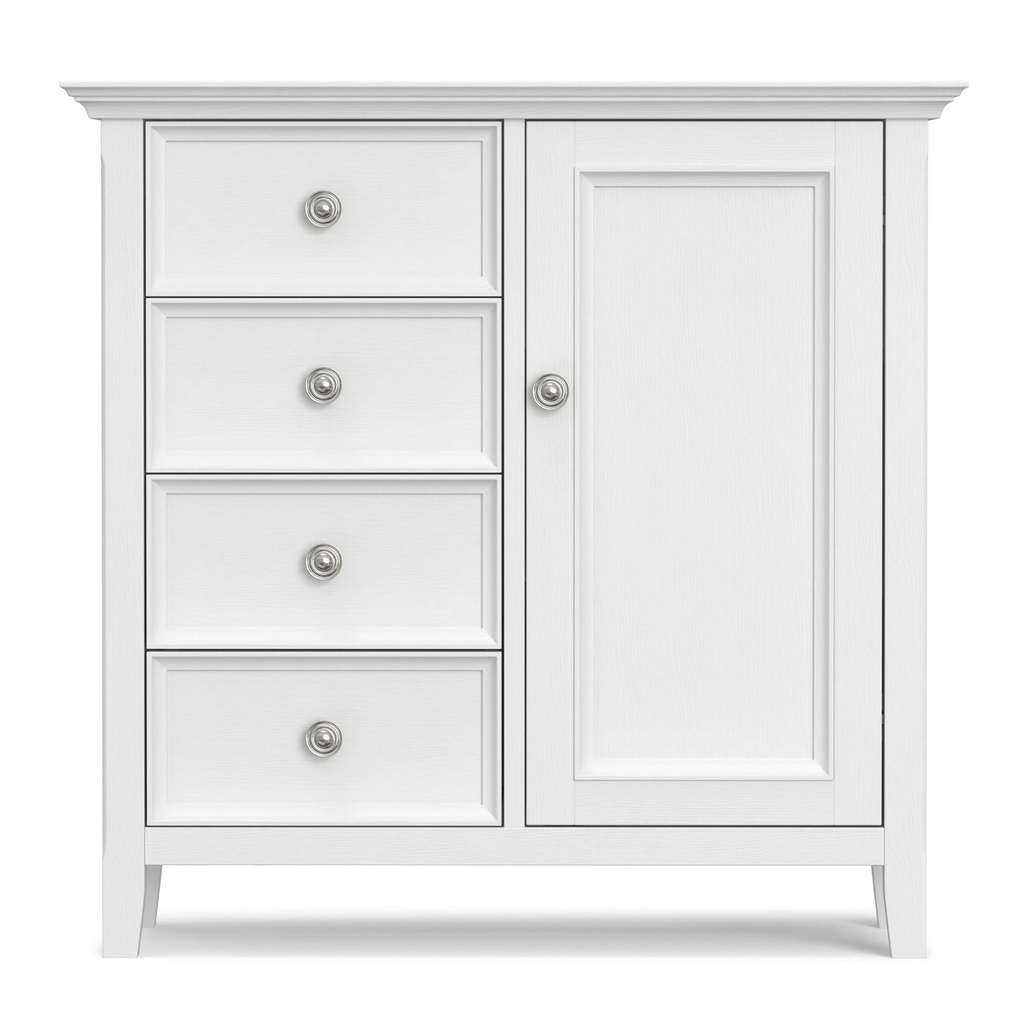 Amherst medium storage cabinet white with four left drawers and right panel door by HouseOfZazla on Tampa Home & Garden Store
