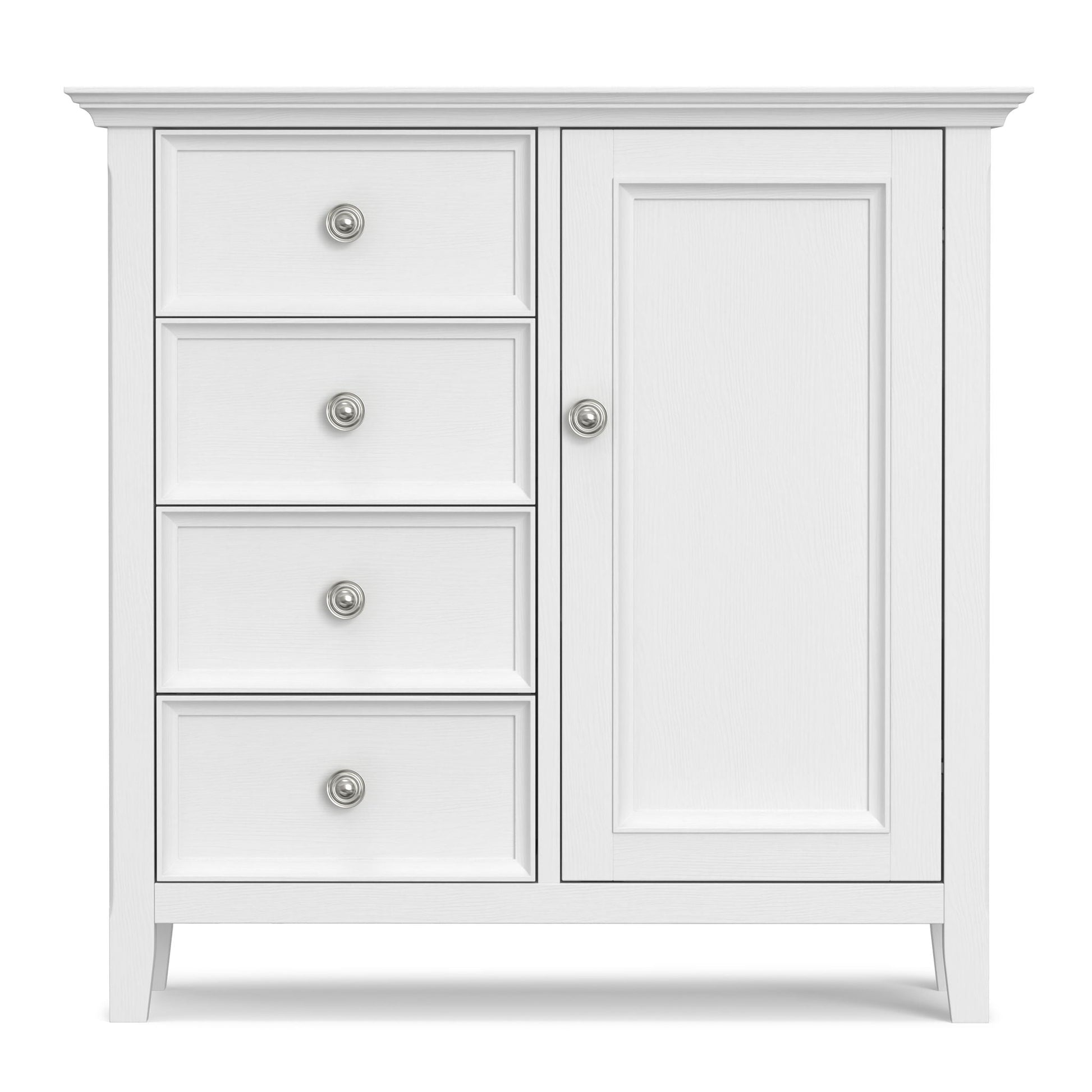 Amherst medium storage cabinet white with four left drawers and right panel door by HouseOfZazla on Tampa Home & Garden Store