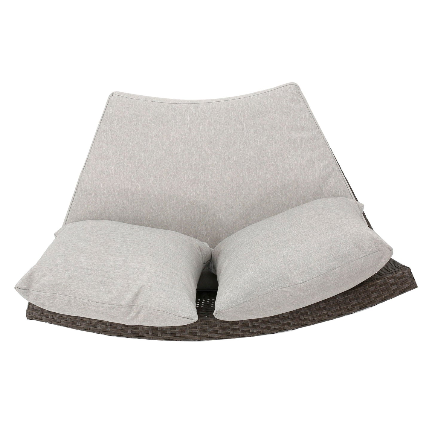 Pt Limon Modern Outdoor Single Sofa with light gray cushions on a dark woven wicker base on Tampa Home & Garden Store