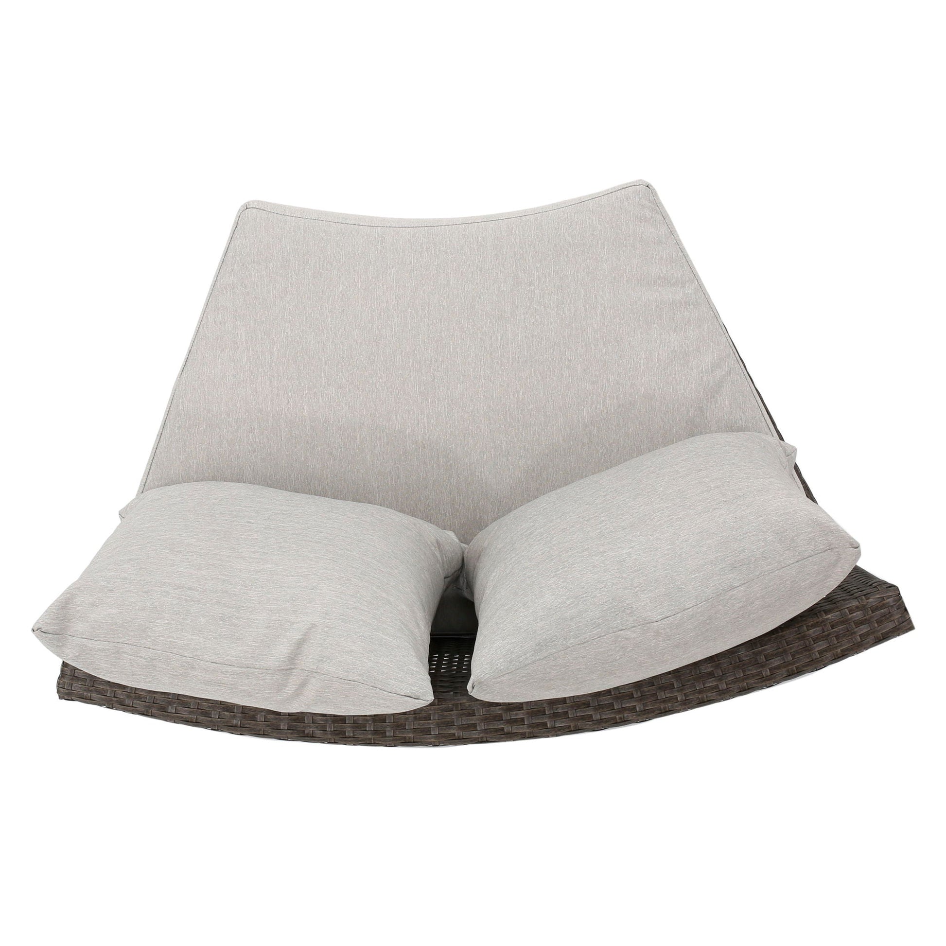 Pt Limon Modern Outdoor Single Sofa with light gray cushions on a dark woven wicker base on Tampa Home & Garden Store