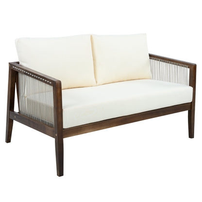 Outdoor Acacia Loveseat and Coffee Table Set